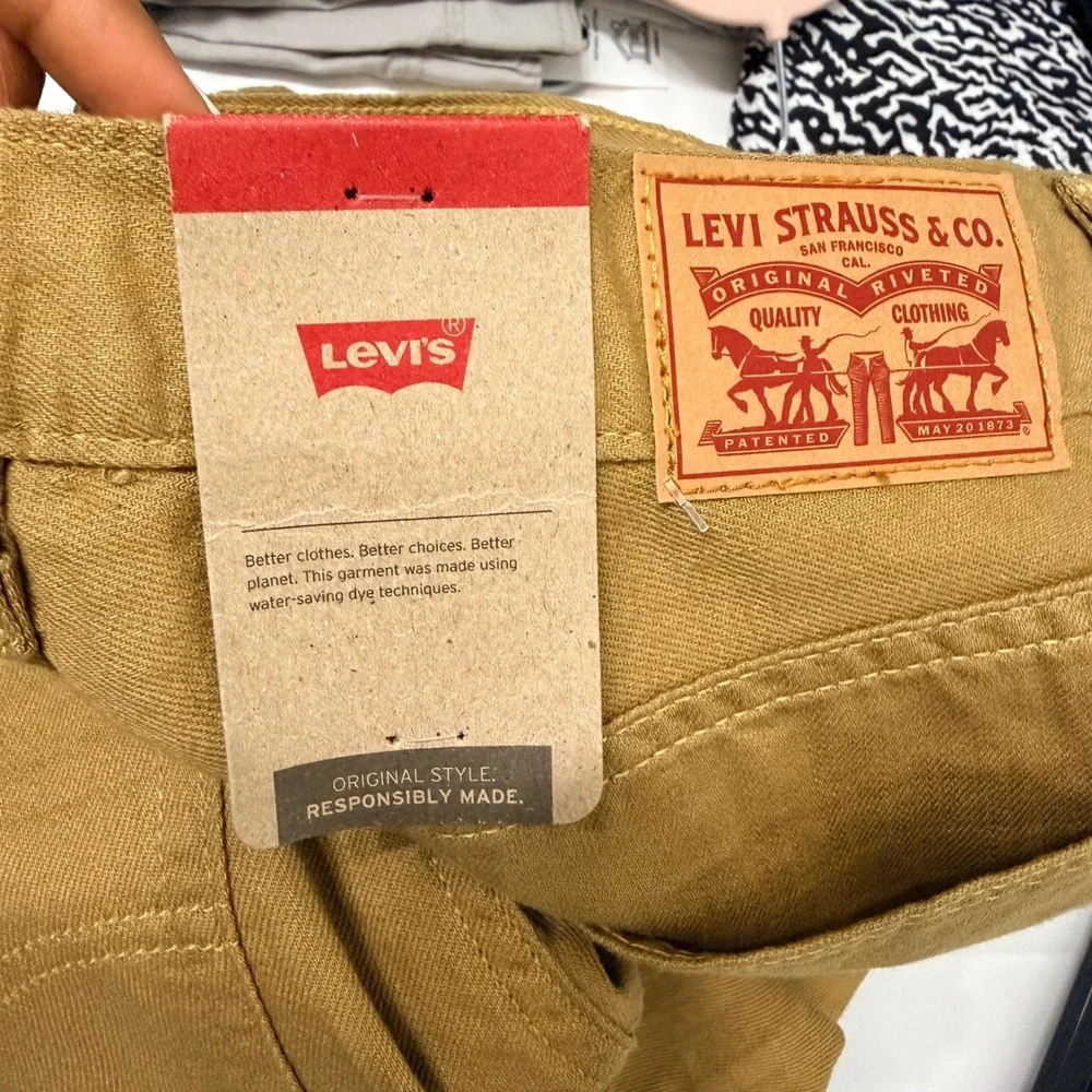 Levis 505 Regular Fit Straight Leg Pants Mustard Yellow Ochre 27x30 Mens